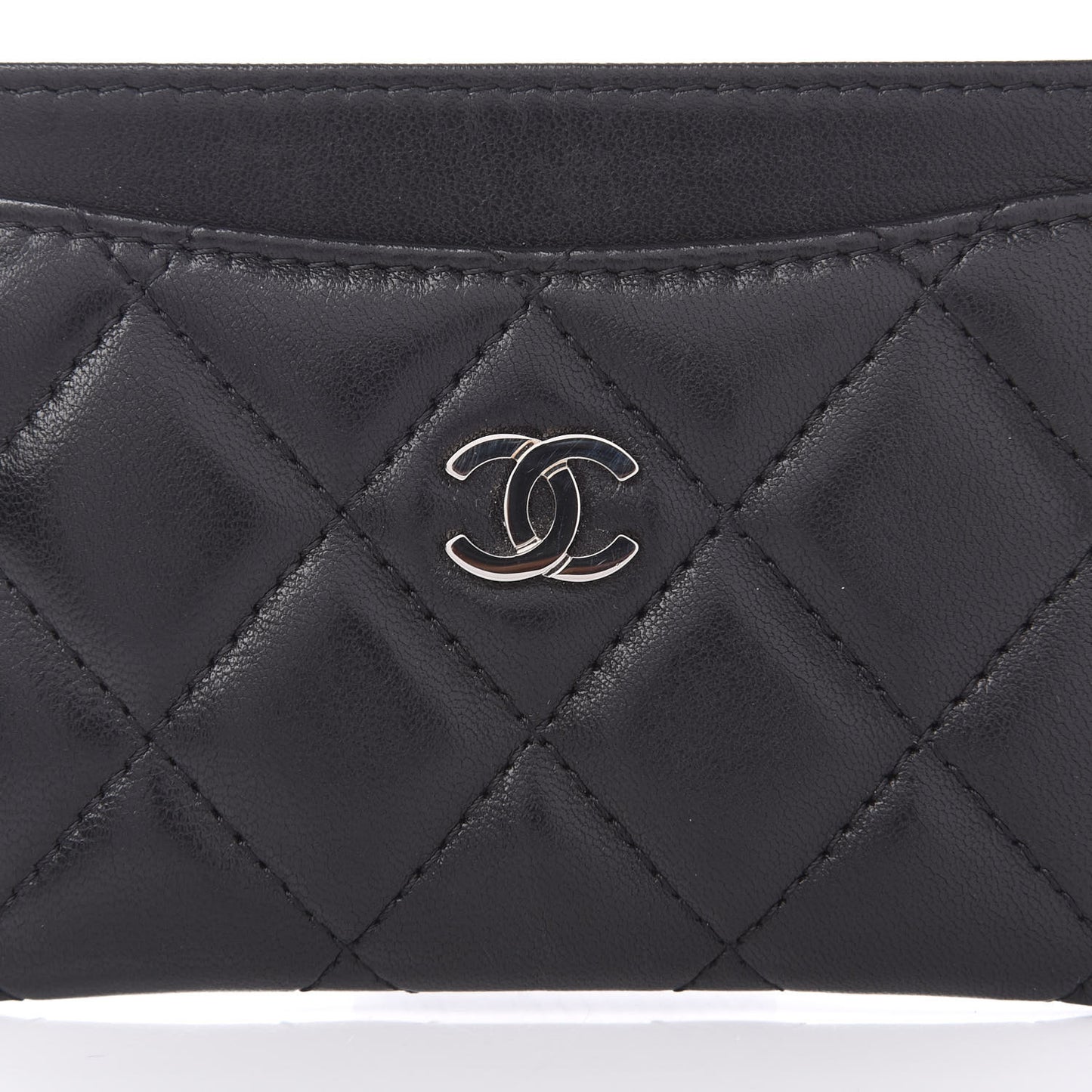 Lambskin Quilted Card Holder Black