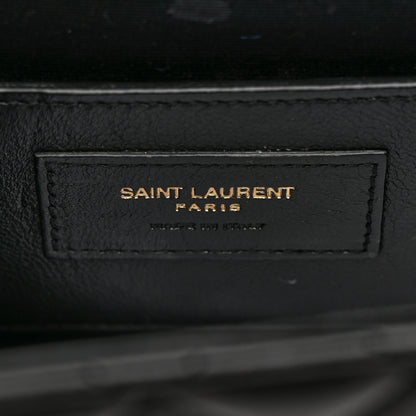 Saint Laurent Lambskin Mixed Matelasse Triquilt Small Monogram Satchel Black 9 of 22