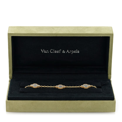 Van Cleef & Arpels 18K Yellow Gold Mother of Pearl 5 Motifs Vintage Alhambra Bracelet 4 of 4