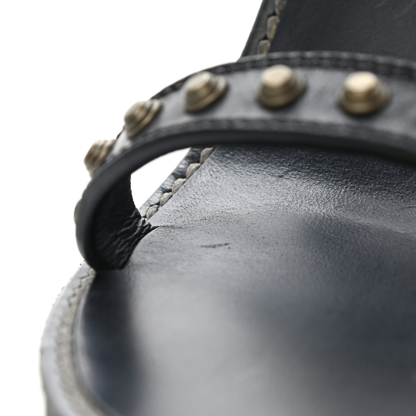 Calfskin Studded Sandal Pumps 38 Black