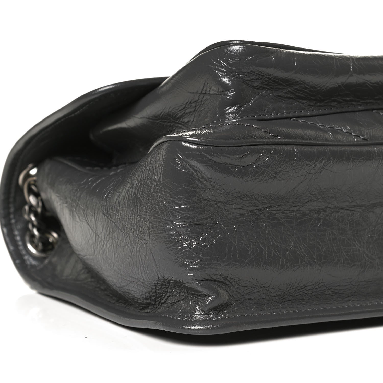 Saint Laurent Crinkled Calfskin Matelasse Monogram Medium Niki Chain Satchel Storm 11 of 12