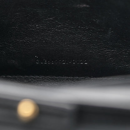 Saint Laurent Calfskin Crocodile Embossed Monogram Chain Wallet Black 6 of 12