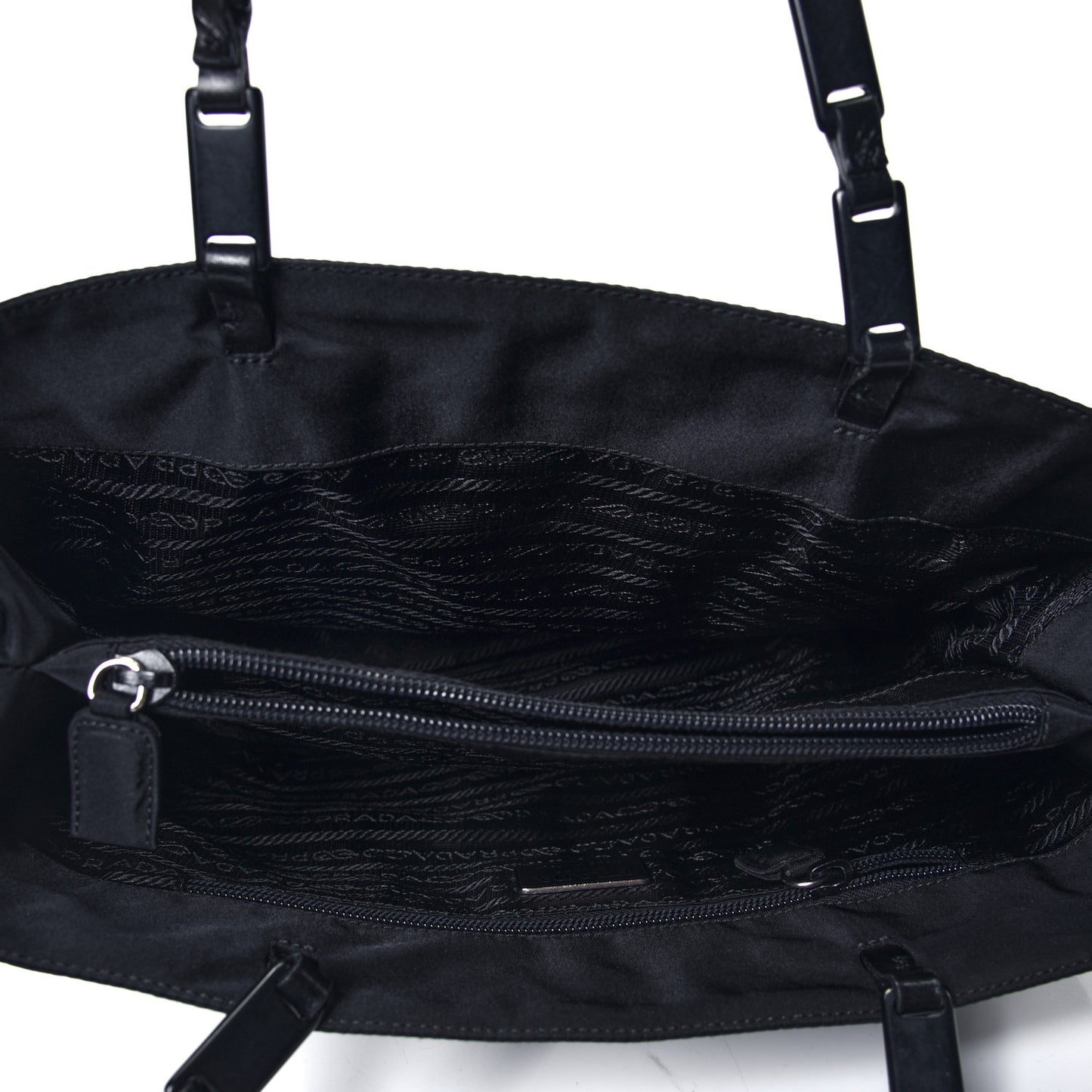Nylon Tessuto Chain Shoulder Bag Black