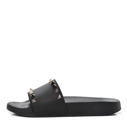 Valentino Garavani Rubber Rockstud Slide Sandals 36 Black 1 of 10