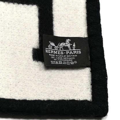 Hermes Wool Cashmere Avalon III Blanket Ecru Black 3 of 3