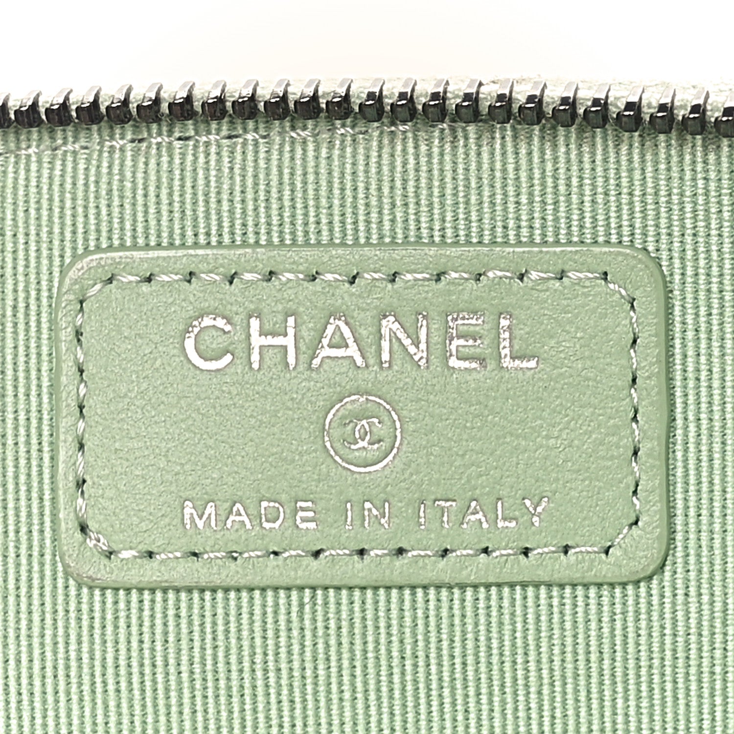 Chanel Lambskin Quilted Zip Card Holder Wallet  Green 6 of 9