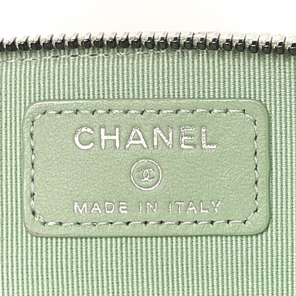Chanel Lambskin Quilted Zip Card Holder Wallet  Green 6 of 9