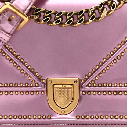 Christian Dior Metallic Patent Studded Small Diorama Flap Bag Pink 7 of 12