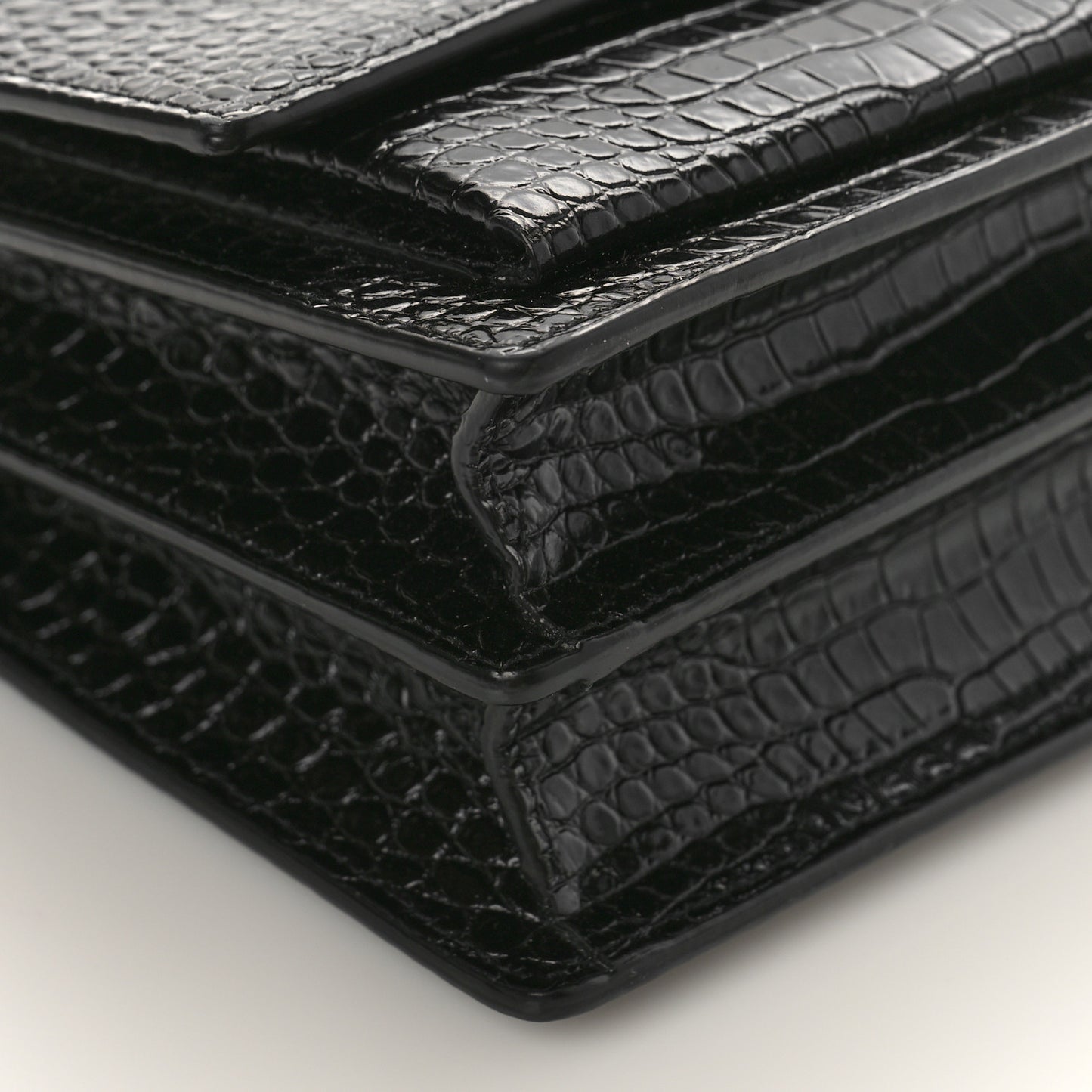 Calfskin Crocodile Embossed Medium Monogram Sunset Black