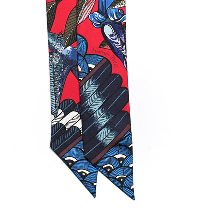 Hermes Silk Tree Of Song Twilly Rouge Bronze Bleu 2 of 4