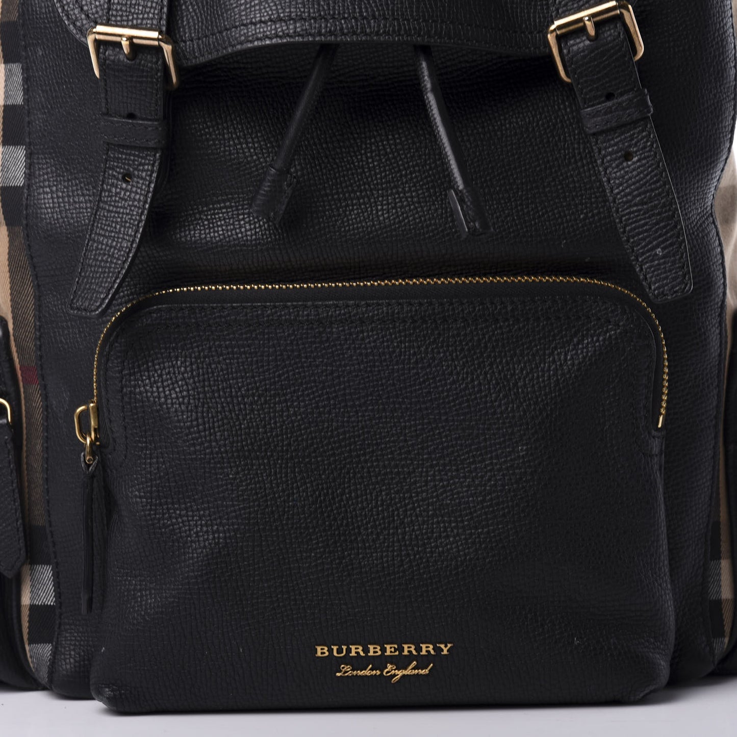 Derby Calfskin Canvas Mega Check Medium Rucksack Backpack Black