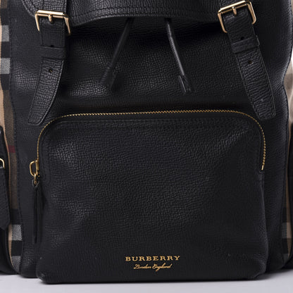 Burberry Derby Calfskin Canvas Mega Check Medium Rucksack Backpack Black 8 of 8
