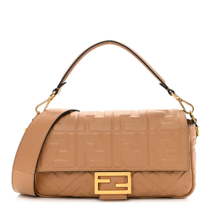 Fendi Nappa FF 1974 Embossed Baguette Miele Scuro 1 of 8