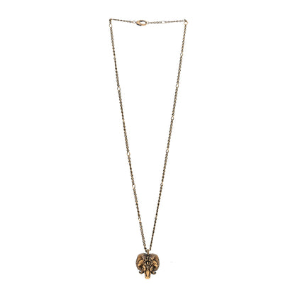 Gucci Metal Crystal Ram Head Necklace Aged Gold 2 of 5