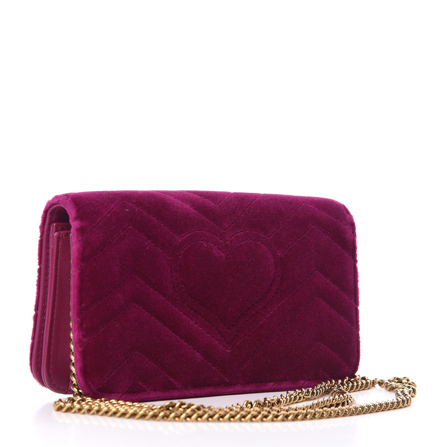 Gucci Velvet Matelasse GG Marmont Mini Bag Fuchsia Violet Cyclamen 3 of 10