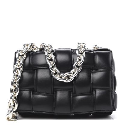 Bottega Veneta Lambskin Maxi Intreccio Padded Chain Cassette Crossbody Bag Black 1 of 8