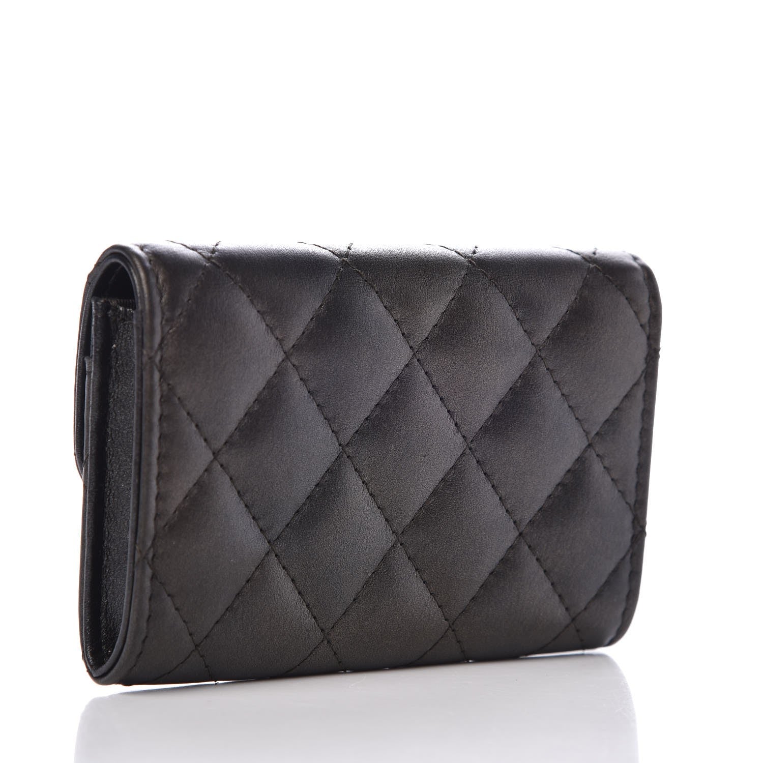 Chanel Metallic Calfskin Quilted Reissue Card Holder Wallet Charcoal 3 of 9