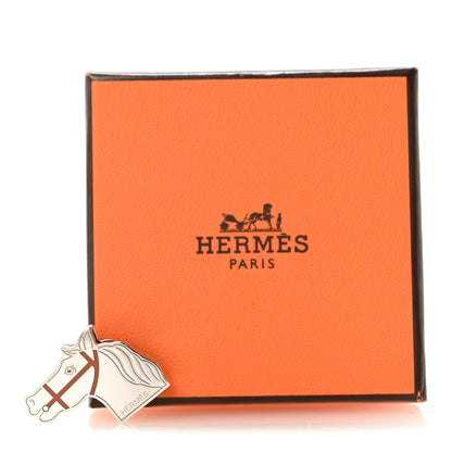 Hermes Palladium Lacquered Quadrige Twilly Scarf Ring Fauve 4 of 4