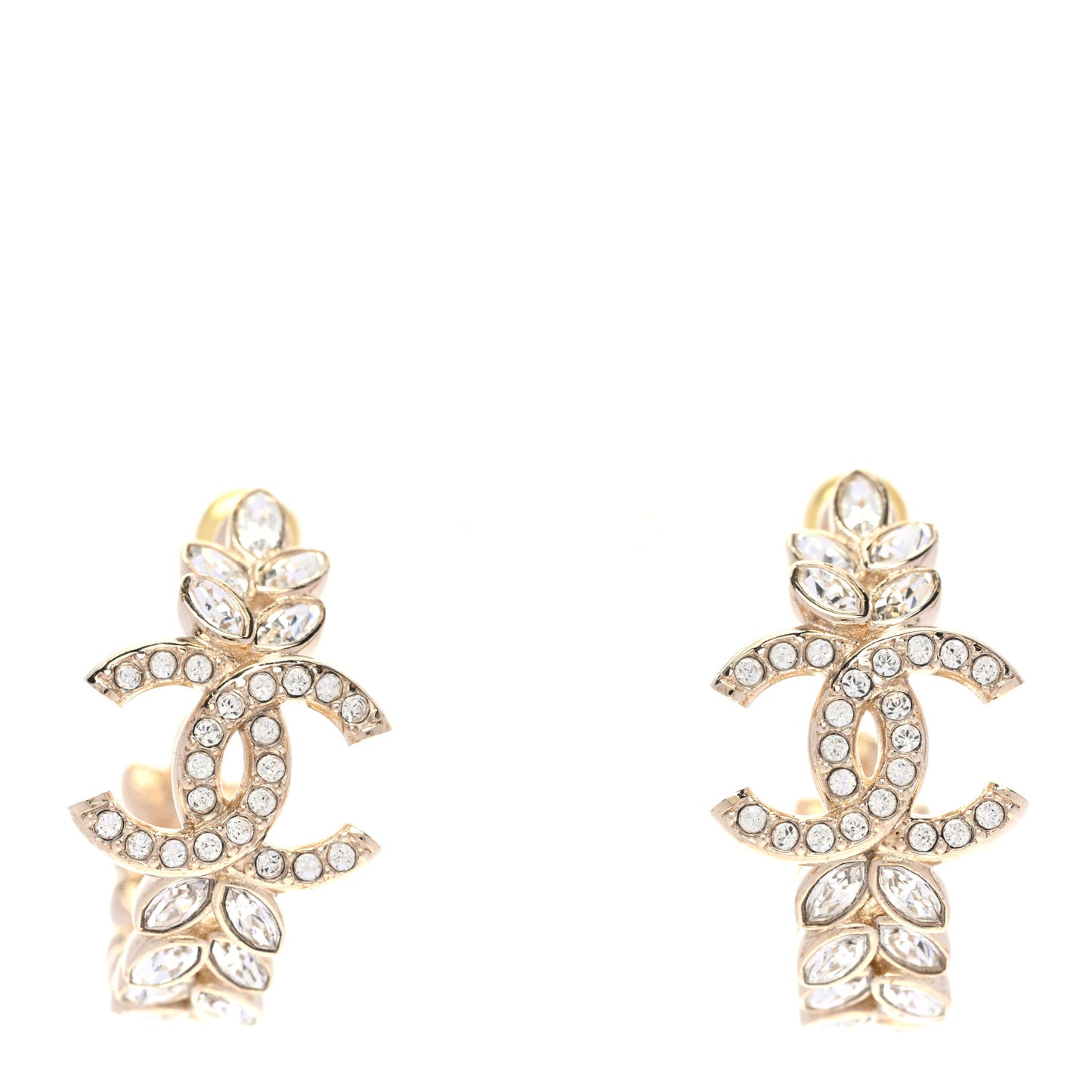 Crystal Sparkling Wheat CC Hoop Earrings Gold