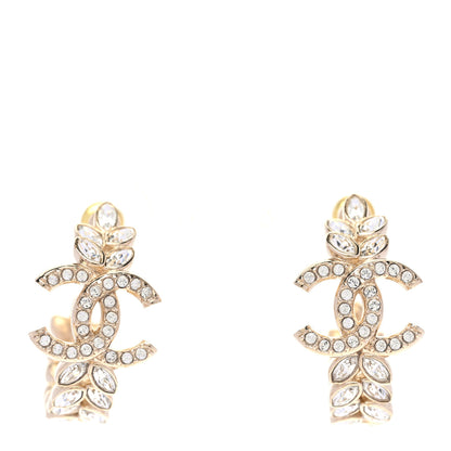 Chanel Crystal Sparkling Wheat CC Hoop Earrings Gold 1 of 5