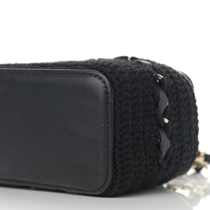 Chanel Lambskin Crochet Quilted Small Vanity Case With Chain Black 10 of 11