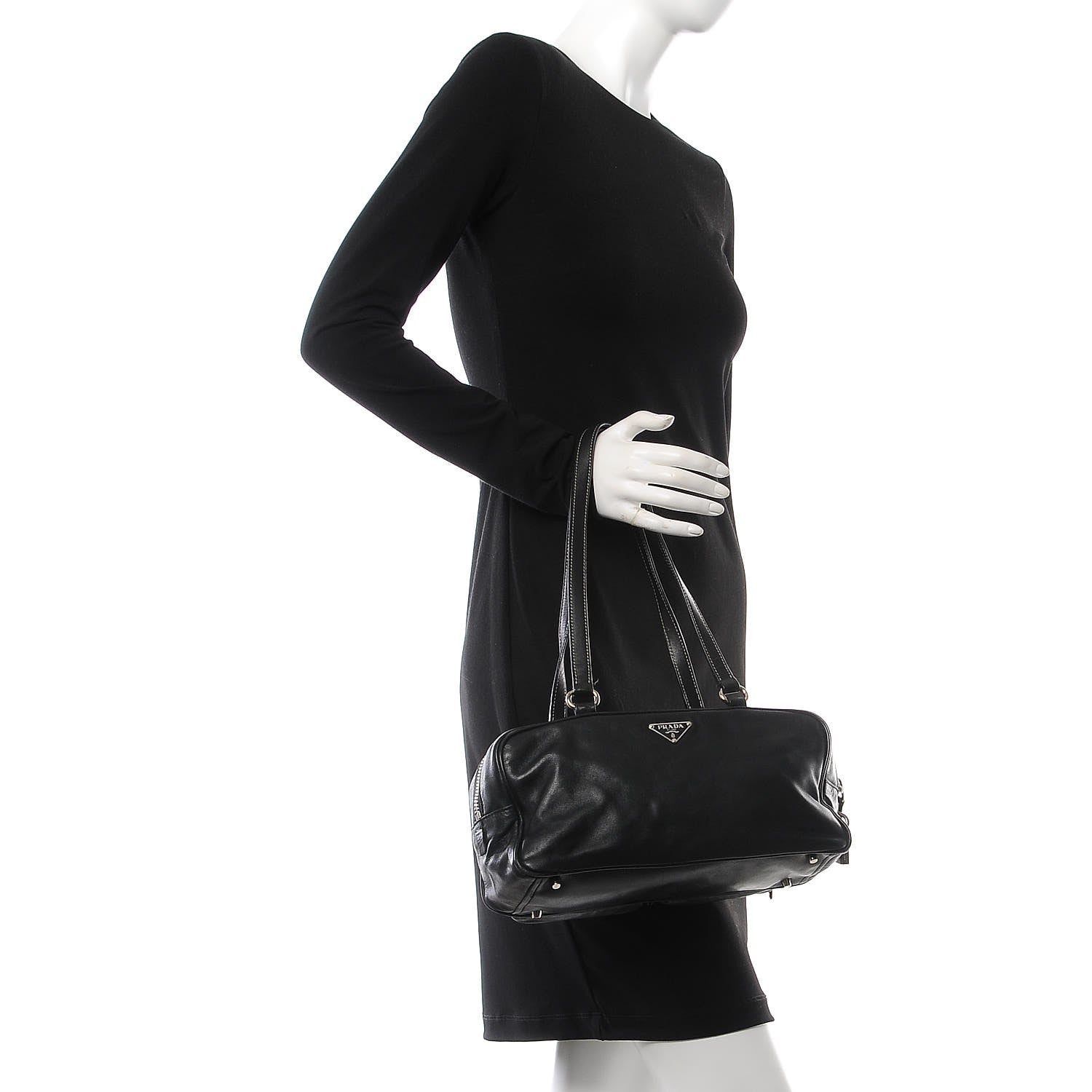 Prada Soft Calfskin Shoulder Bag Black 2 of 9