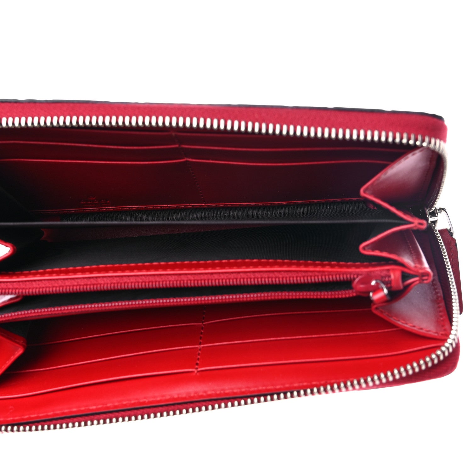 Gucci Guccissima Web Zip Around Wallet Red 5 of 6