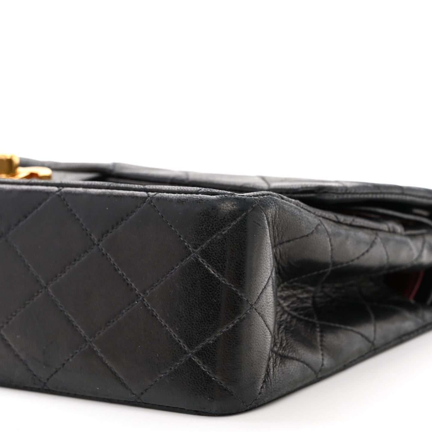 Lambskin Quilted Medium Double Flap Black