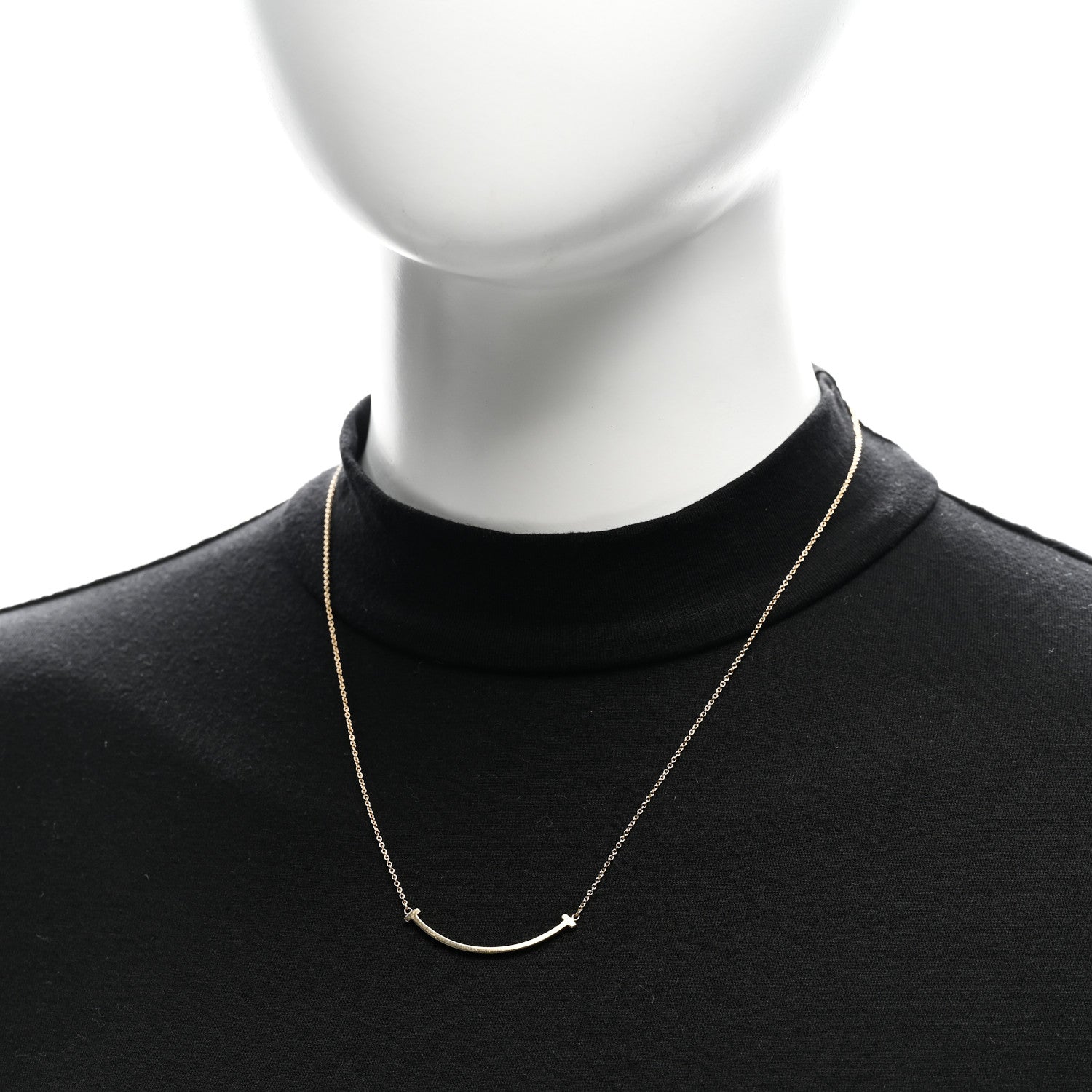 Tiffany 18K Yellow Gold Small T Smile Pendant Necklace 2 of 7