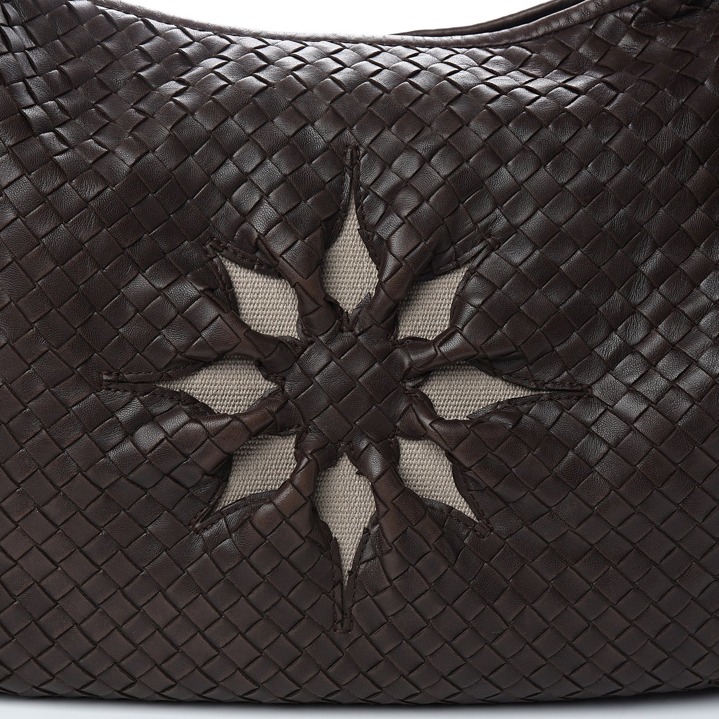 Nappa Intrecciato Flower Large Veneta Hobo Ebano