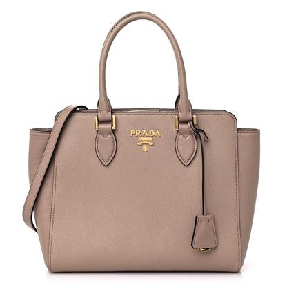 Prada Saffiano Soft Calfskin Small Zippered Tote Cipria 1 of 9