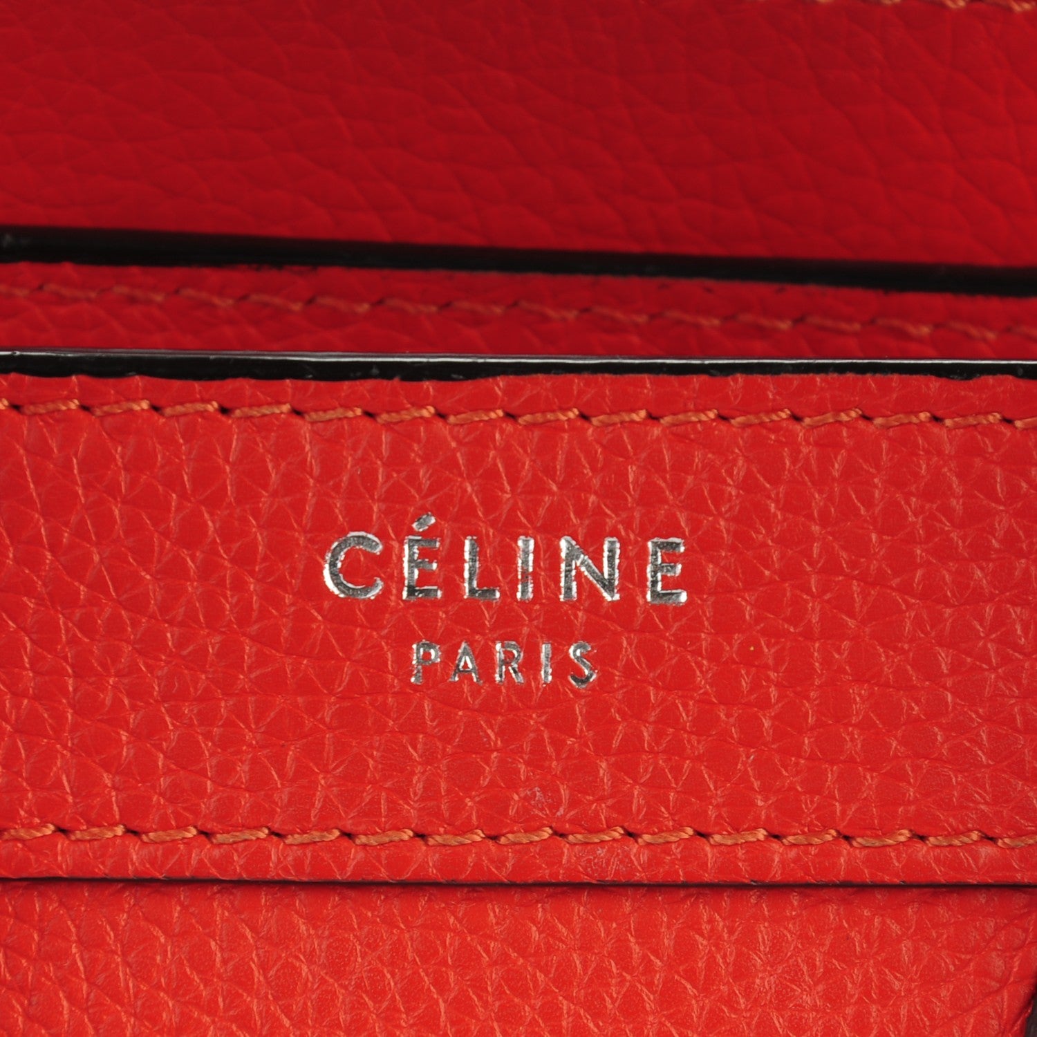 Celine Drummed Calfskin Nano Luggage Vermillion 8 of 11
