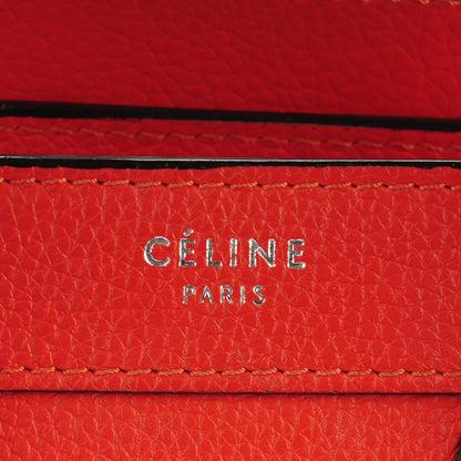 Celine Drummed Calfskin Nano Luggage Vermillion 8 of 11
