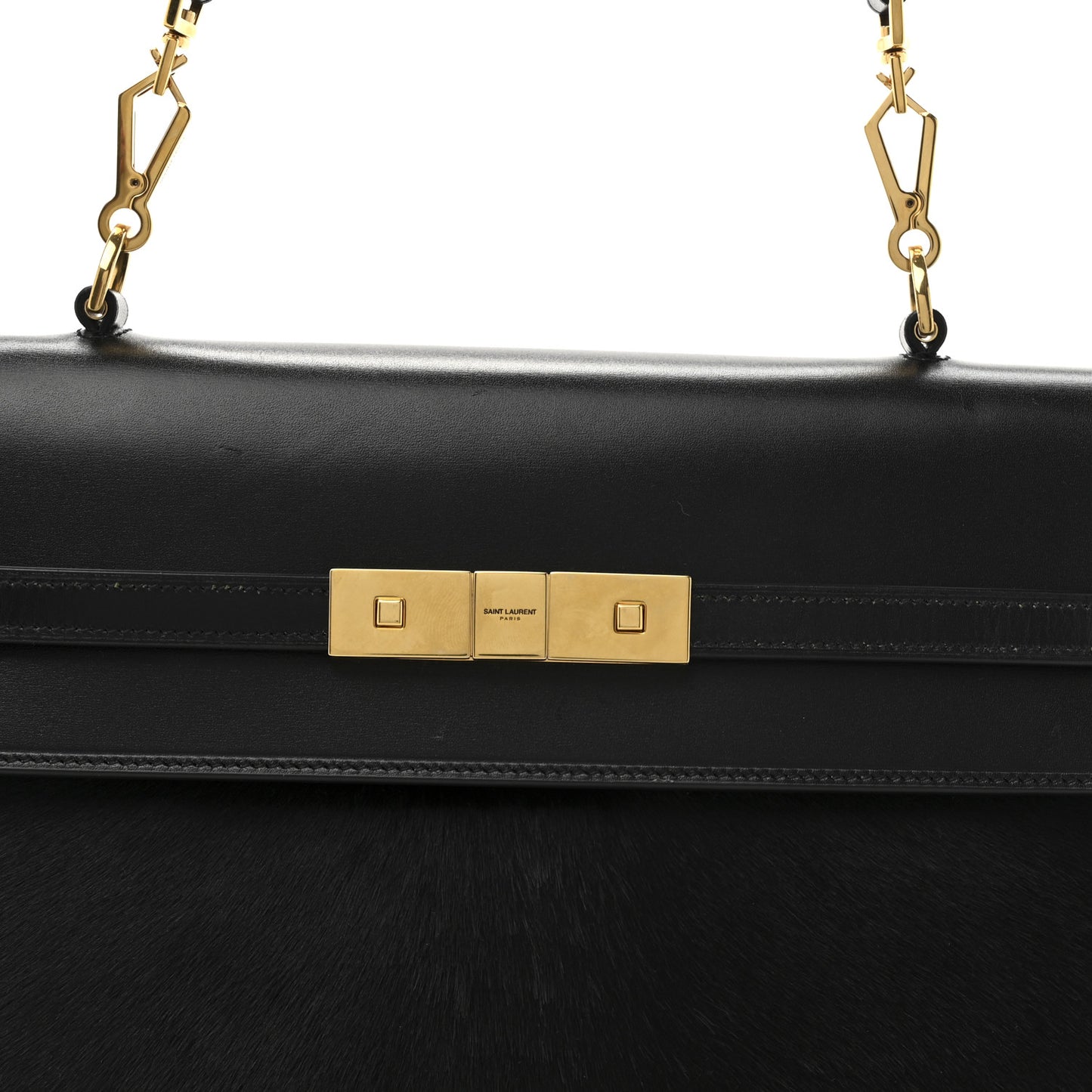Pony Hair Calfskin Manhattan Top Handle Black