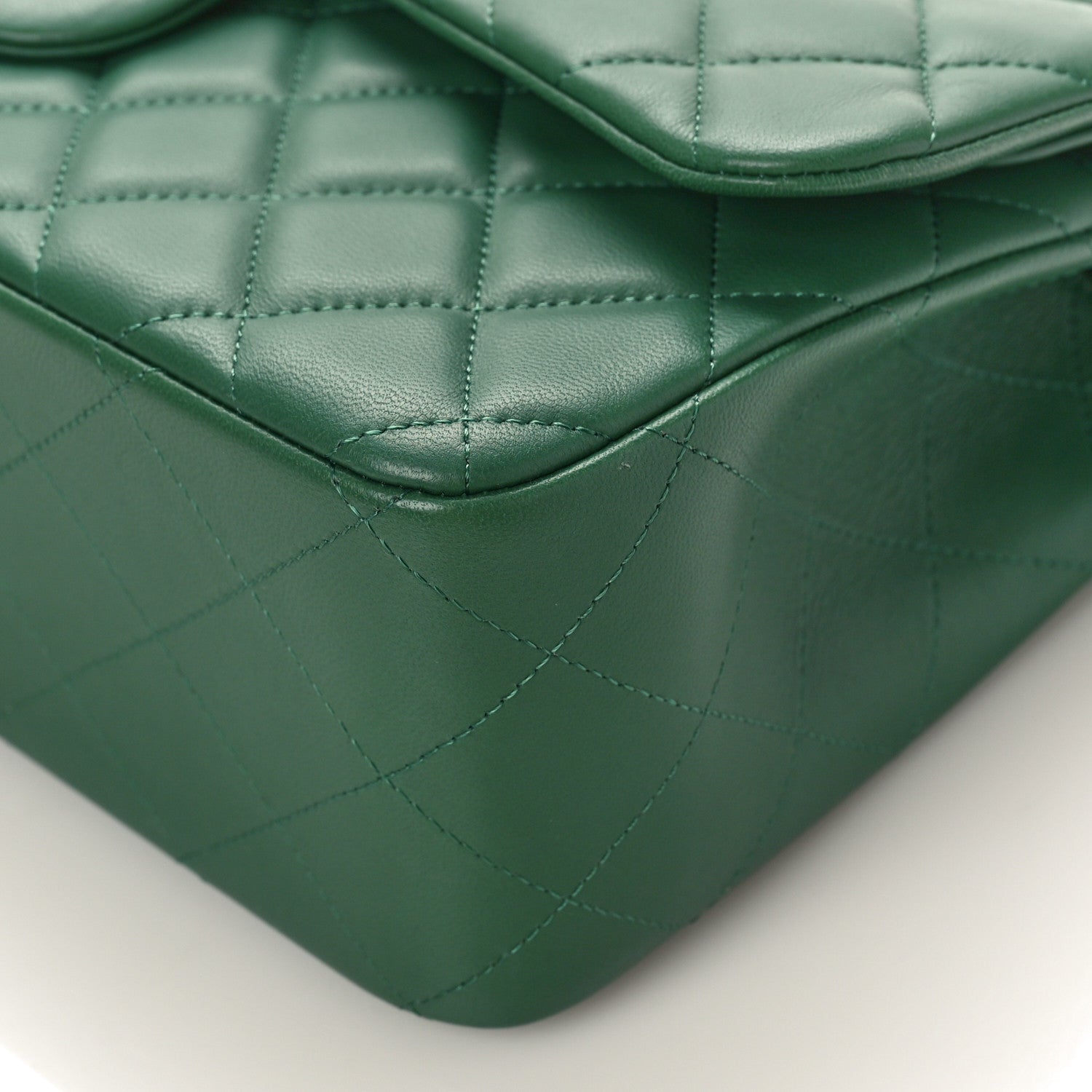Chanel Lambskin Quilted Jumbo Double Flap Green 8 of 8