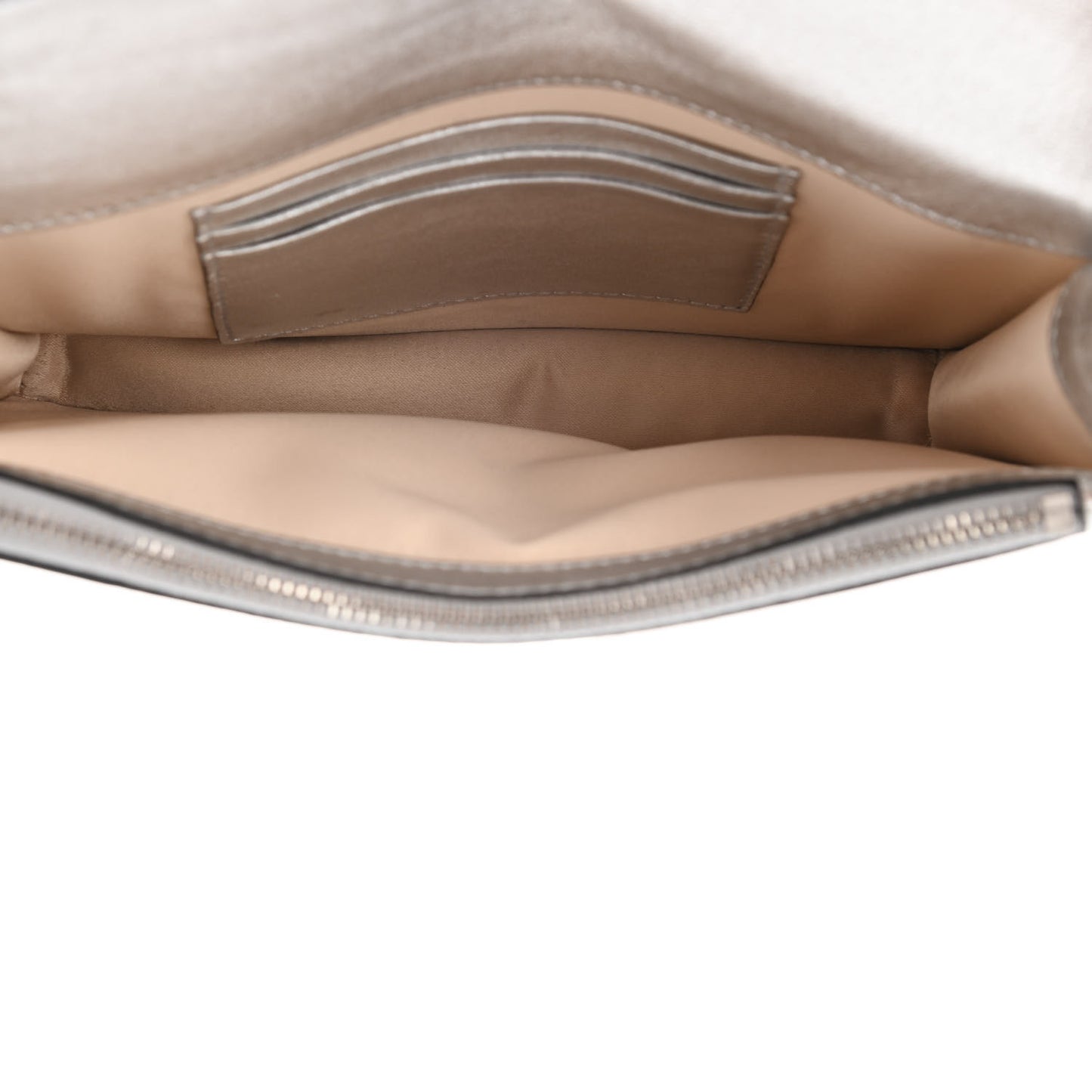 Metallic Calfskin Large Vlogo Escape Clutch Silver