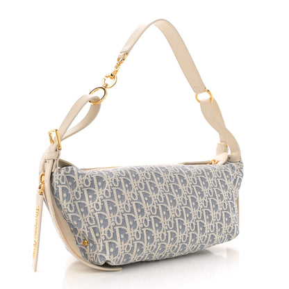 Christian Dior Oblique Chambray Raffia Effect Smooth Calfskin Small D-Journey Bag Blue Light Biscuit 3 of 11