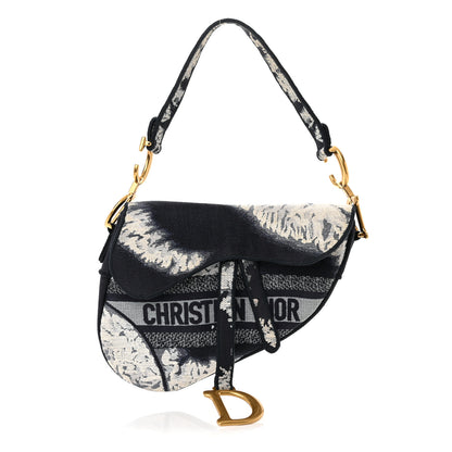 Christian Dior Canvas Embroidered Tie Dye Saddle Bag Blue Multicolor 1 of 12