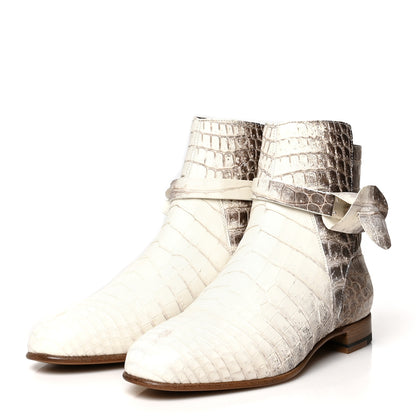 Hermes Matte Niloticus Crocodile Himalaya Neo Low Boots 37 Blanc 3 of 11