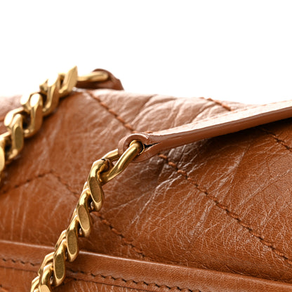 Saint Laurent Crinkled Calfskin Matelasse Monogram Medium Niki Chain Satchel Light Caramel 13 of 14