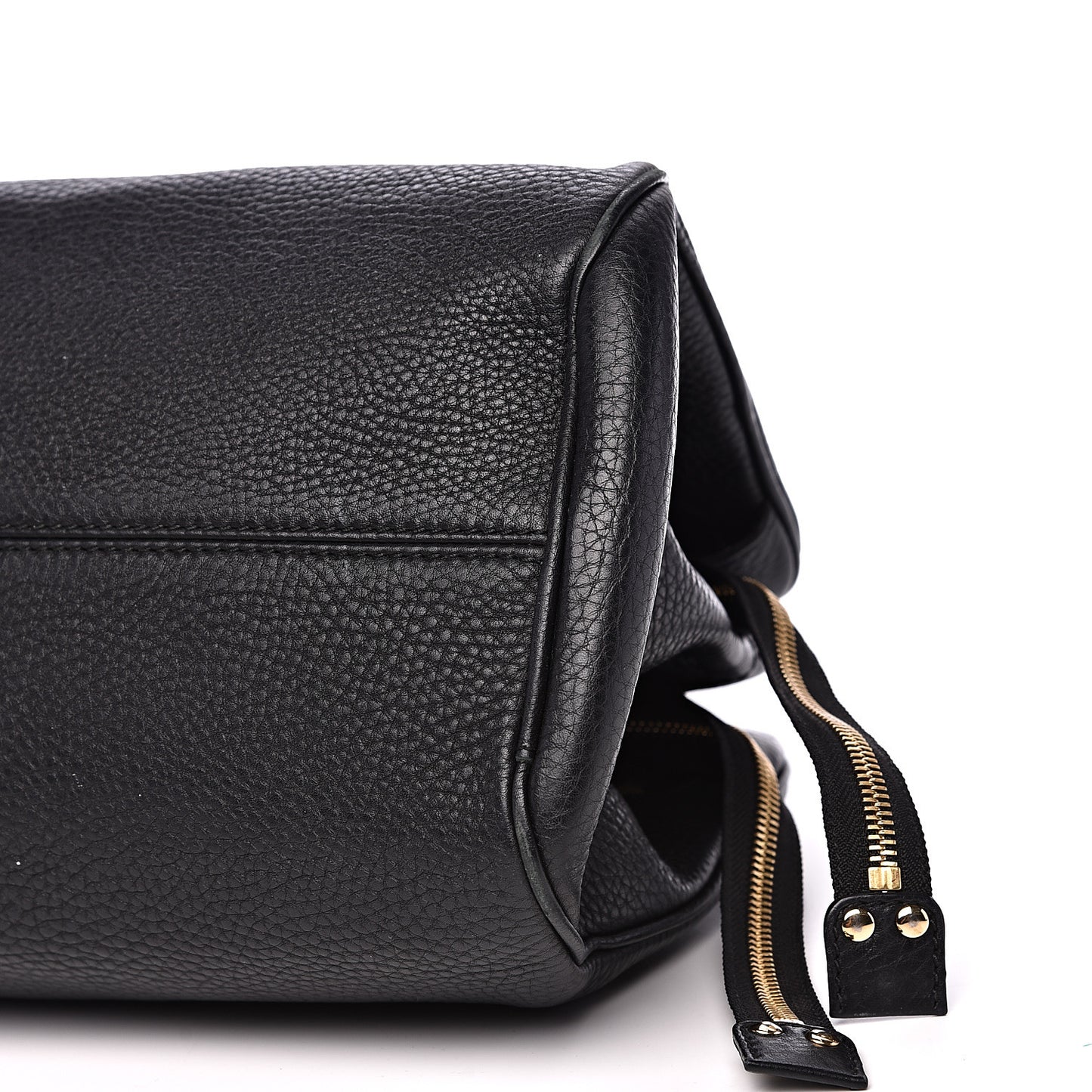 Grained Deerskin Double Zip Black