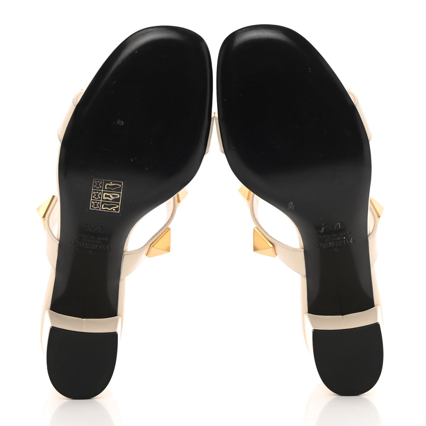 Calfskin Roman Stud 60mm Slide Sandals 37.5 Ivory