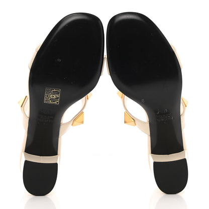 Valentino Garavani Calfskin Roman Stud 60mm Slide Sandals 37.5 Ivory 5 of 12