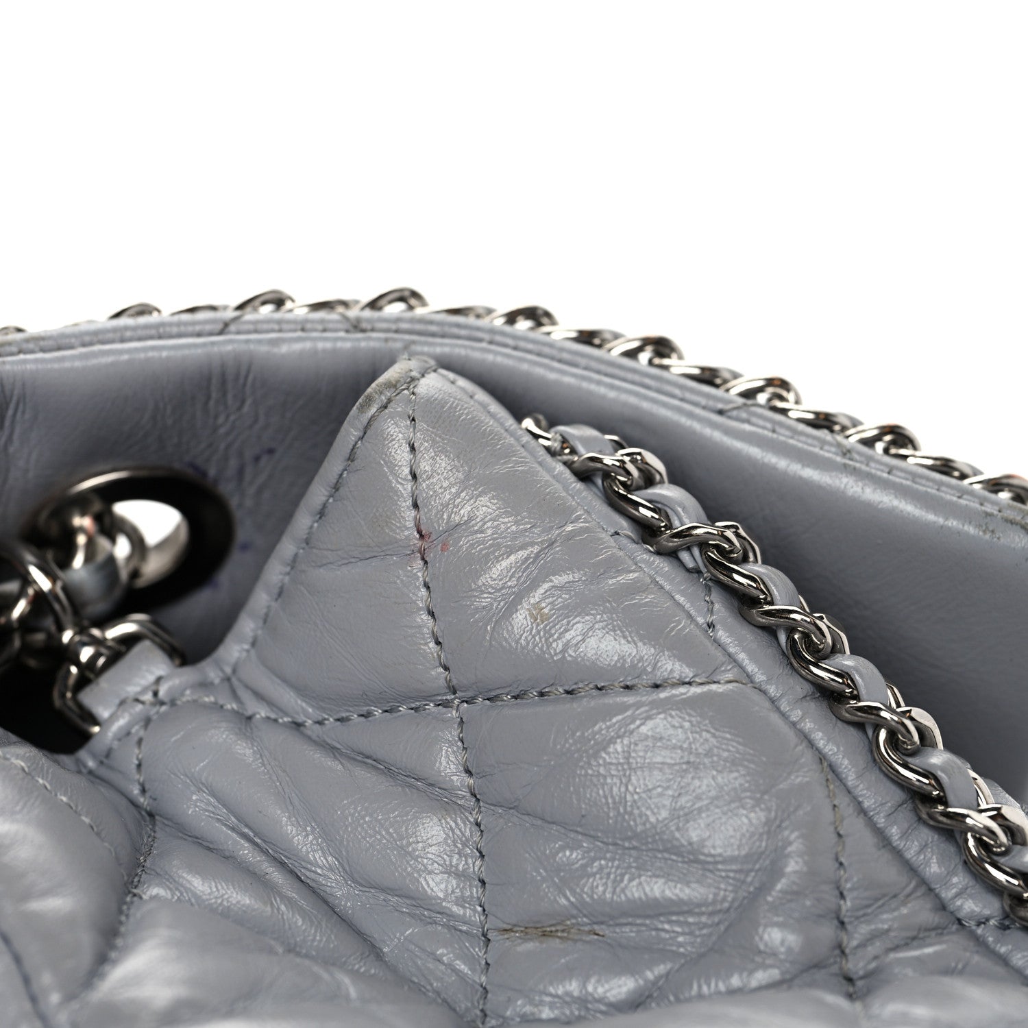Chanel Crumpled Calfskin Medium Chain All Over Flap Grey 11 of 16