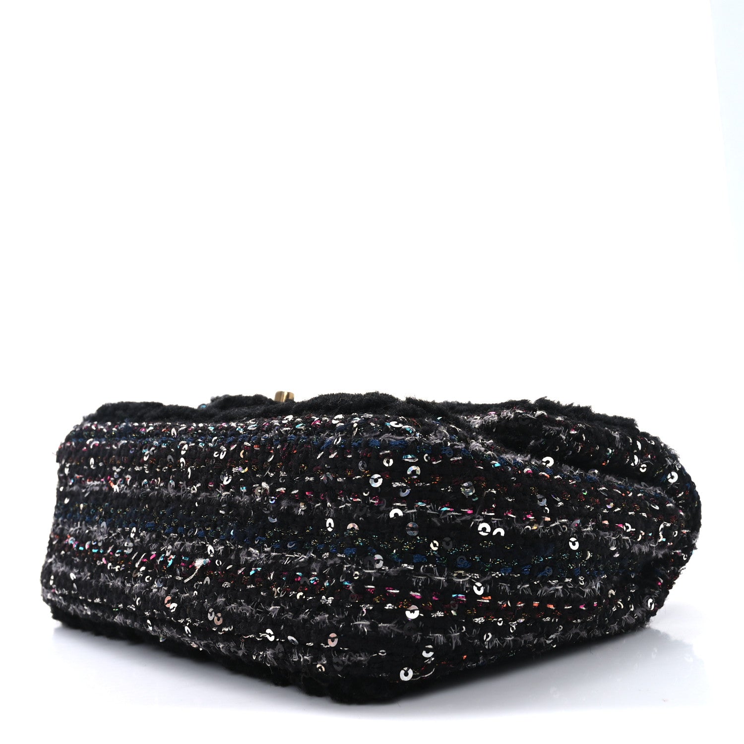 Chanel Shearling Sequin Tweed Quilted Single Flap Black 10 of 10
