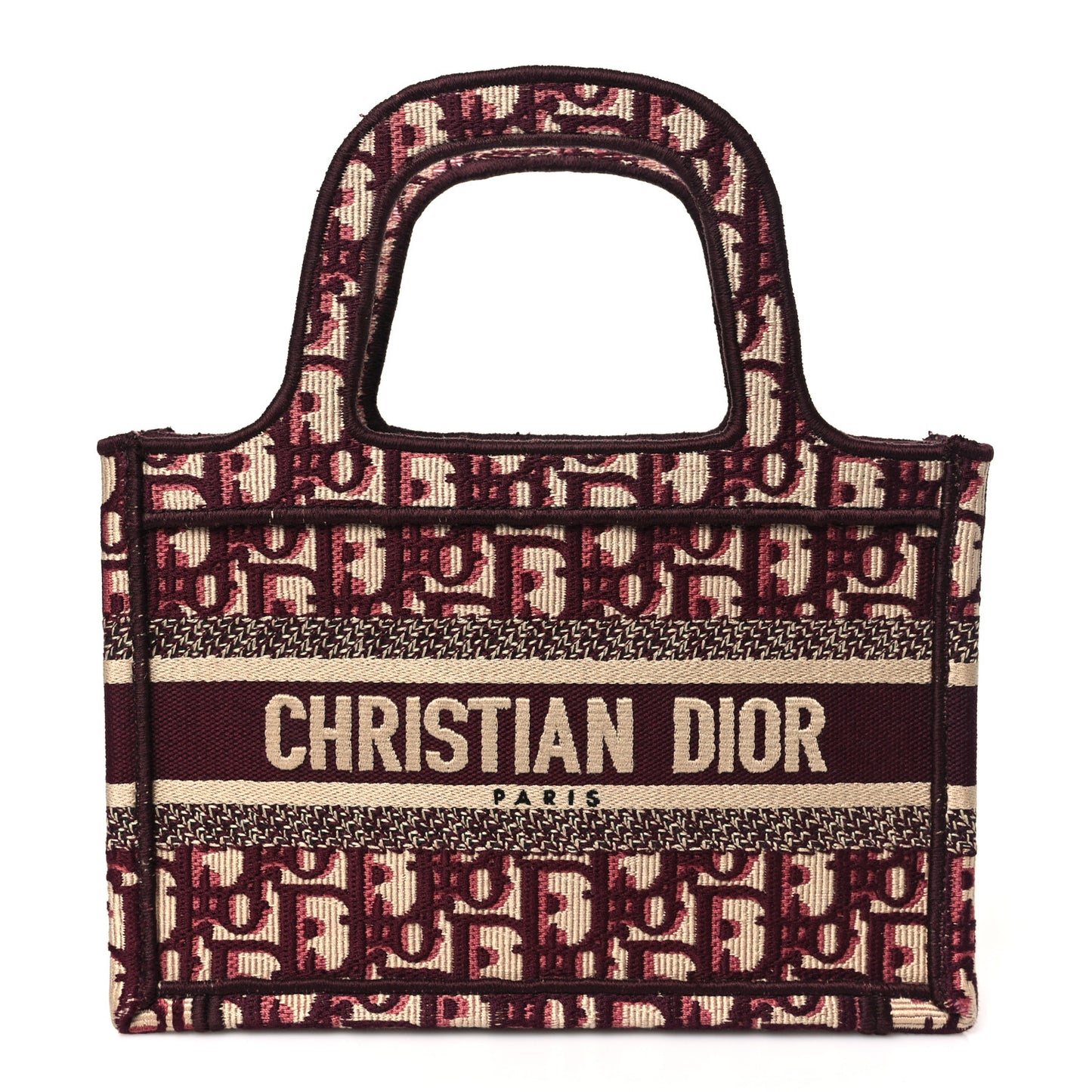Oblique Mini Book Tote Burgundy Multicolor