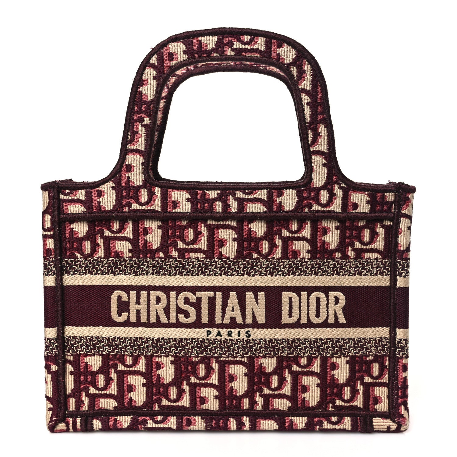 Christian Dior Oblique Mini Book Tote Burgundy Multicolor 1 of 9