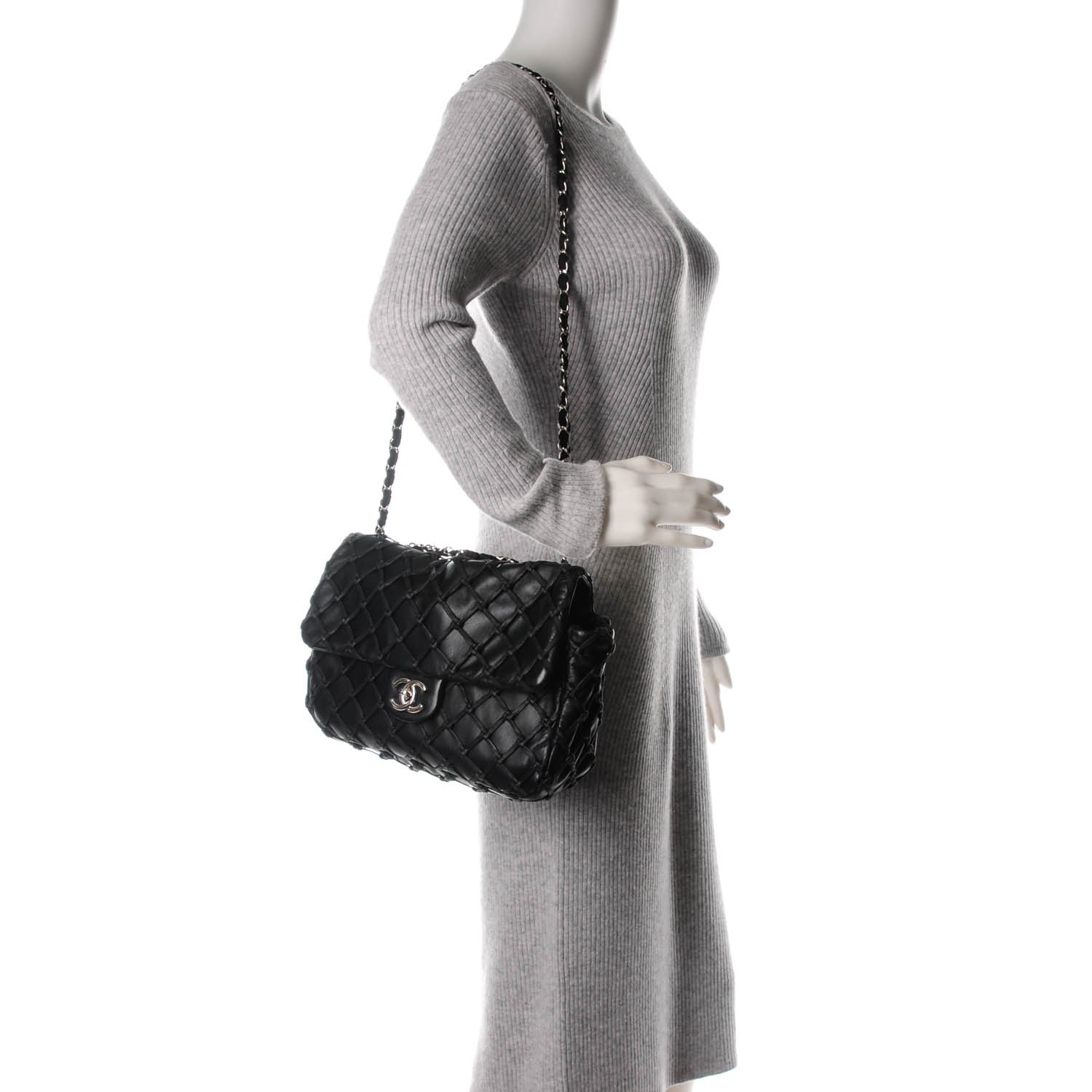 Chanel Lambskin Jumbo Canebiers Net Flap Black 2 of 8