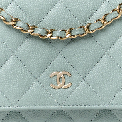Chanel Caviar Quilted Wallet on Chain WOC Light Blue 9 of 12