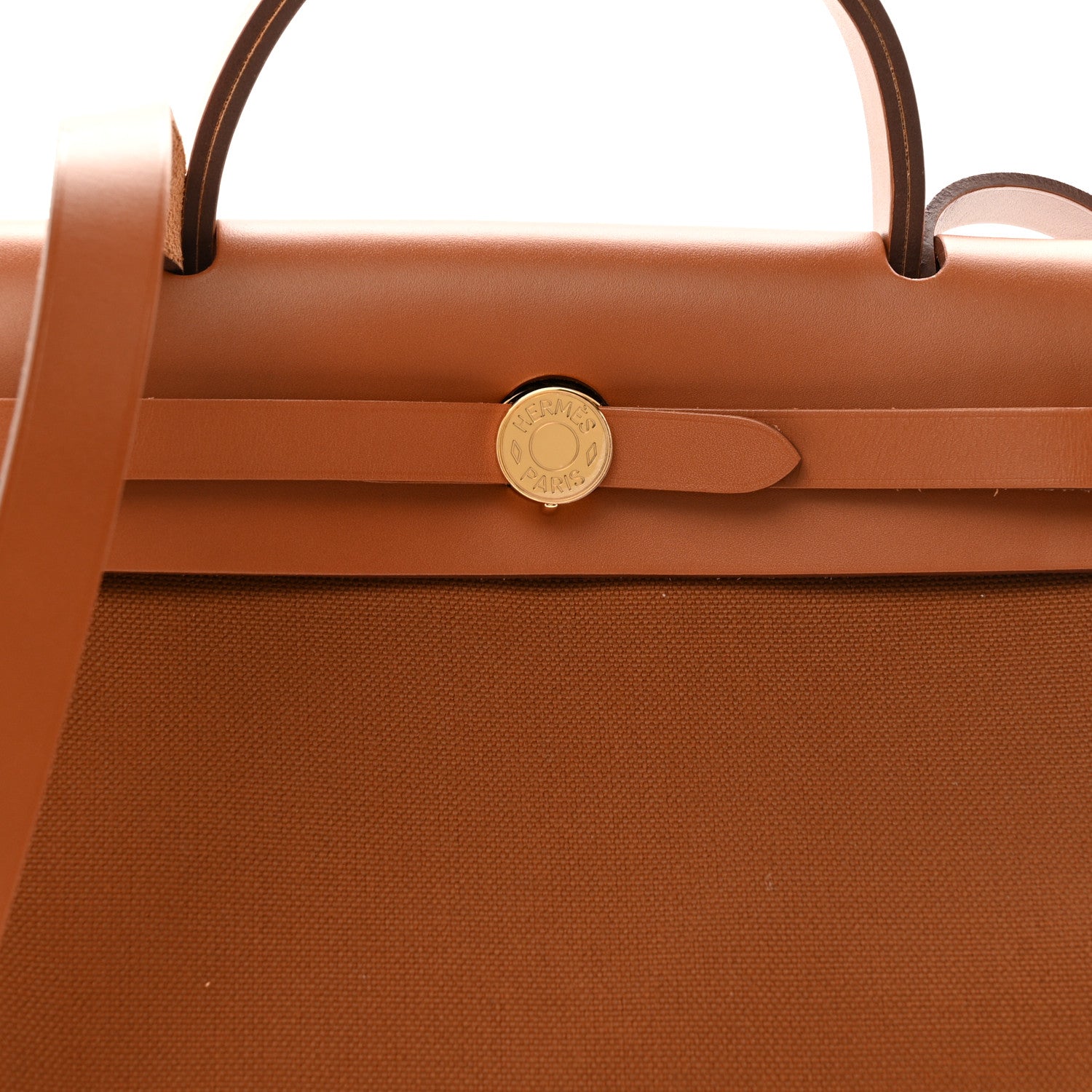 Hermes Military Toile Vache Hunter Herbag Zip Retourne 31 PM Fauve 9 of 12